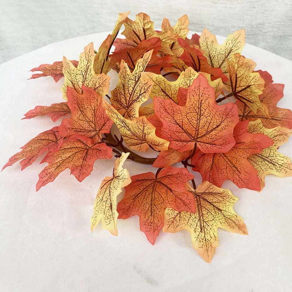 Artificial Maple Leaves Wreath With Berries Sunflowers Candle Rings For Farmhouse Fall Thanksgiving Wedding Table Door Decor