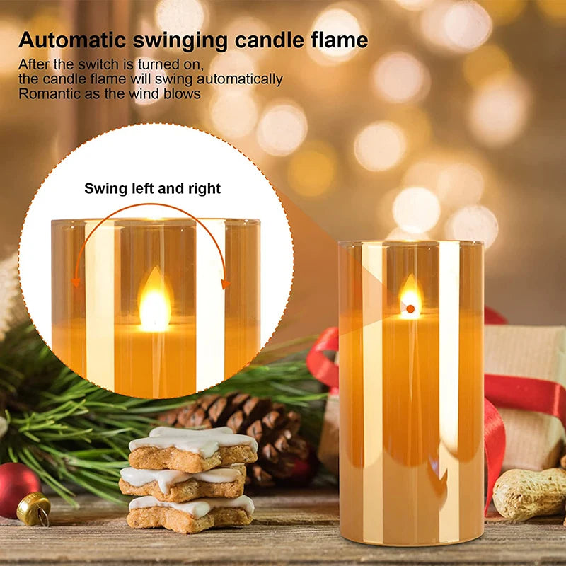 C2 Led Flameless Candles With Remote Candles Flickering Flame Moving Wick With Timer Adjustable Brightness Fall Decor For Home