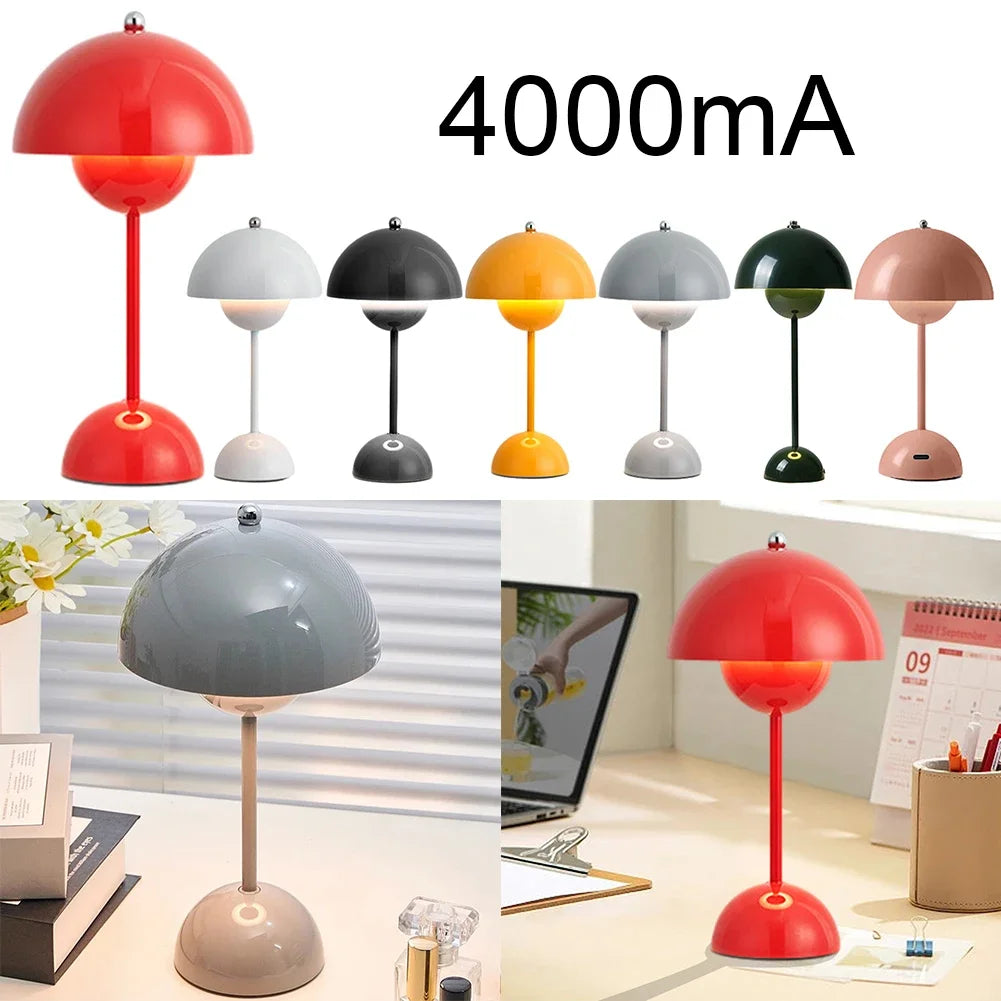 Mushroom Flower Bud LED Rechargeable Table Lamps Desk Lamp Touch Night Light For Bedroom Restaurant Cafe Modern Decoration Gifts