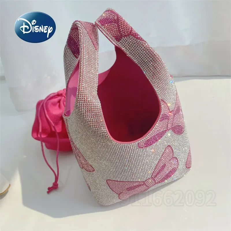 Disney Mickey New Women's Bag with Diamond Embedding Fashion Women's Handbag Cartoon Luxury Brand 2-Piece Handbag High Quality