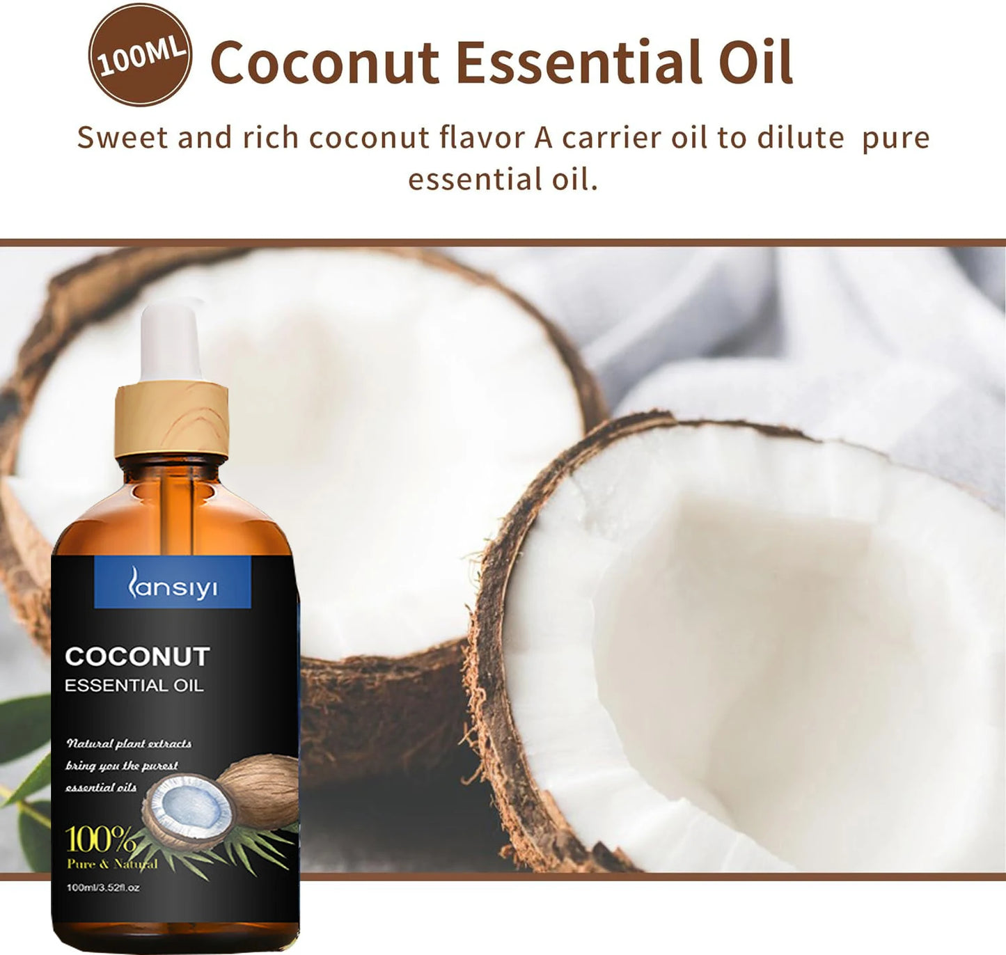 100% Natural Organic Virgin Coconut Oil Body and Face Massage Best Skin Care Massage Relaxation Oil Control 100ml For Diffusers