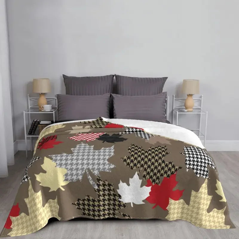 Falling Maple Leaf Autumn Blankets Flannel All Season Multifunction Warm Throw Blanket for Sofa Car Quilt