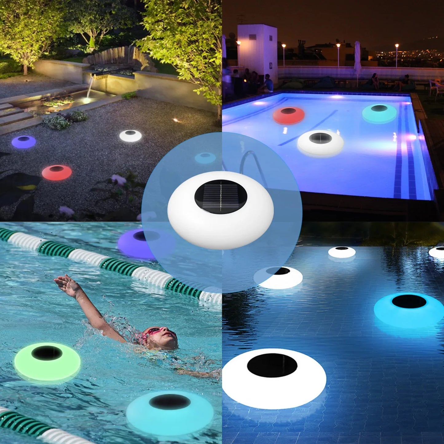 Large and Small Solar Water Floating Lights Pool Lights Outdoor Waterproof Lawn Lights Colorful LED Water Surface Floating Light