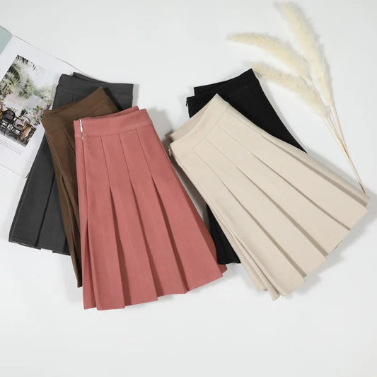 Pleated Skirt for Women Fall Clothing A-line High Waist  Black Korean Style Mini Saia Woolen Jupes Femme 2023 Winter Skirts