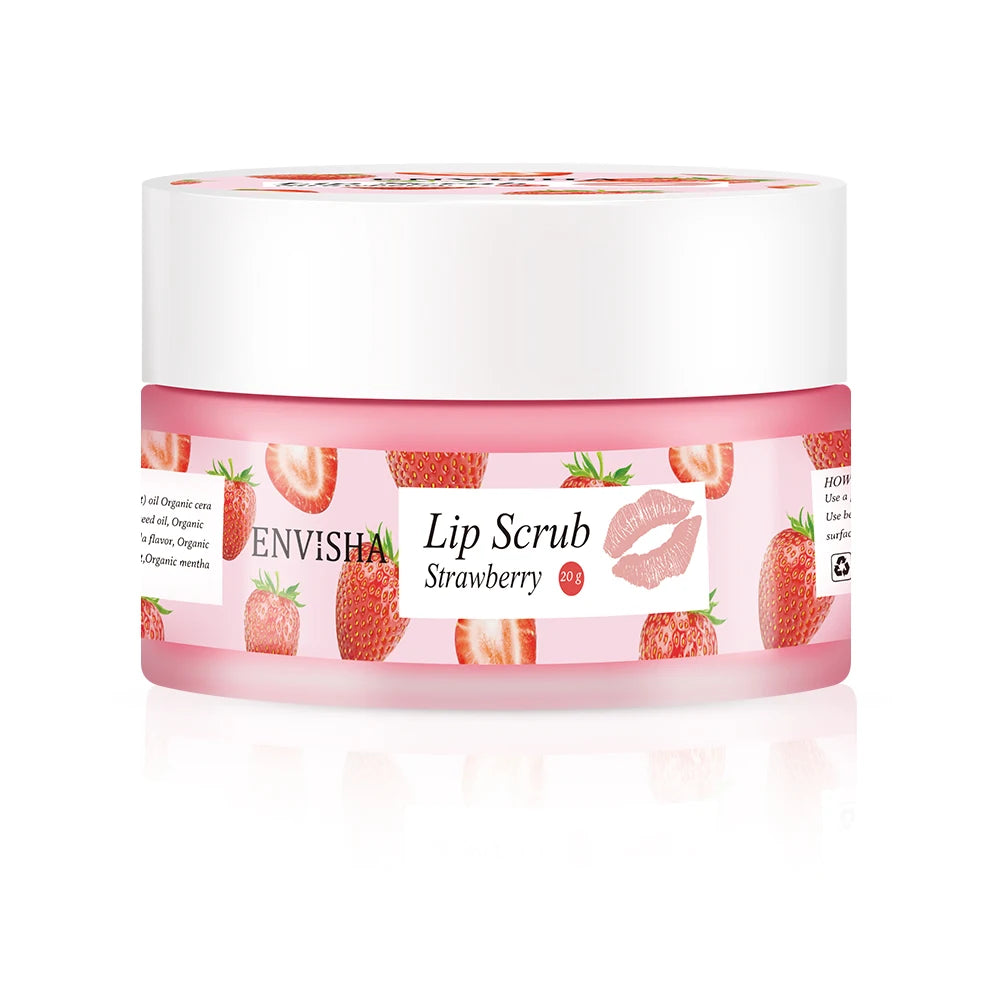 ENVISHA Skin Care Strawberry Lip Care Balm Scrub Sugar Cream Exfoliating Moisturizing Nourish Repair Cleft Fine Lines Smooth