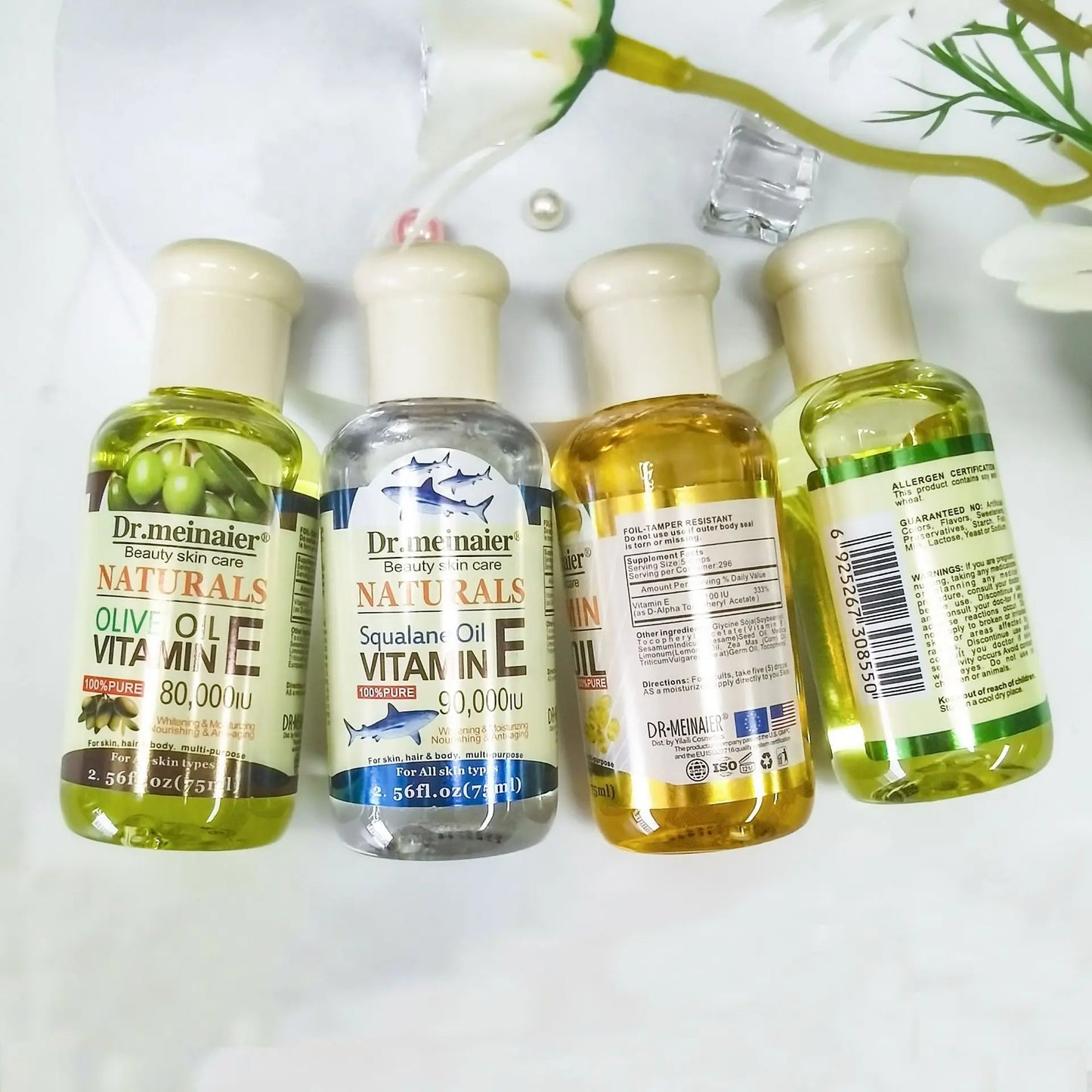 4pcs Vitamin E, OLive ,Chamomile ,Chamomile,Squalane Face Oil Whitening Shrink Pores Anti Wrinkle Aging Freckle Repair Face 75ml