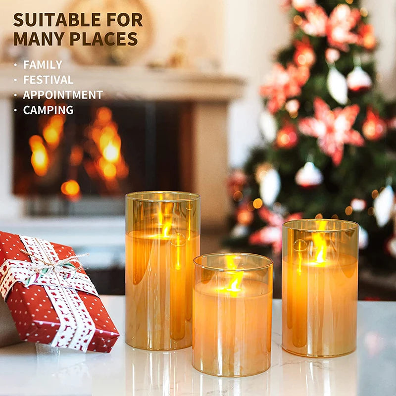 C2 Led Flameless Candles With Remote Candles Flickering Flame Moving Wick With Timer Adjustable Brightness Fall Decor For Home