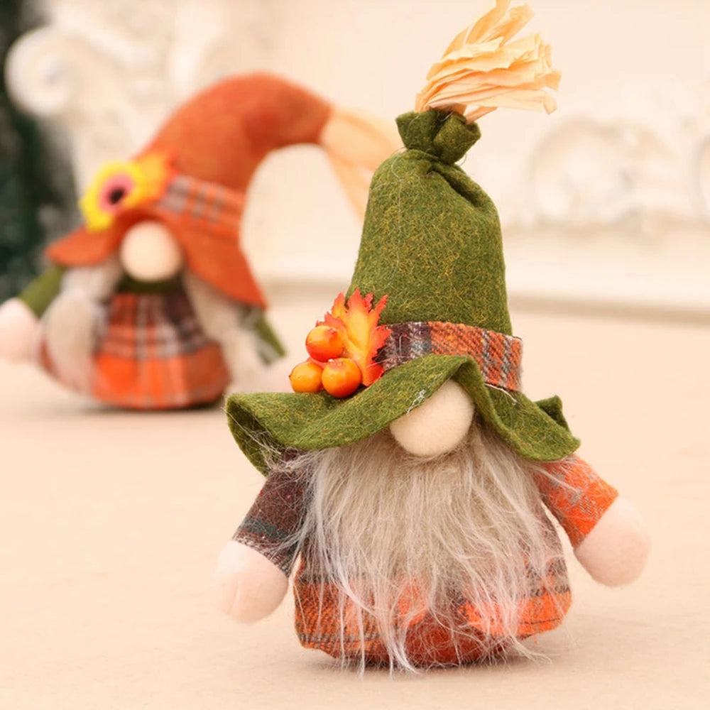 Fall Pumpkin Sunflower Figurines Gnomes Elf Dwarf Plush Ornaments Thanksgiving Harvest Festival Dwarf Doll Desktop Decoration