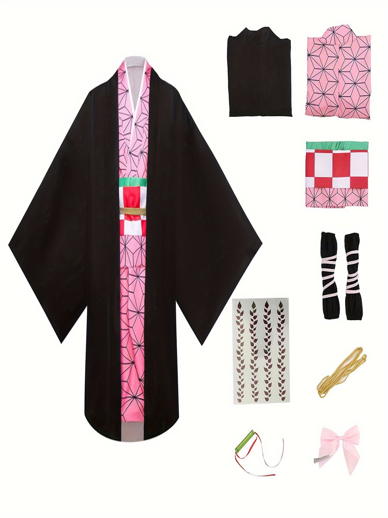 Enchanting Japanese Anime Kimono Dress Set For Kids - Perfect For Halloween & Costume Parties With Free Stickers Included