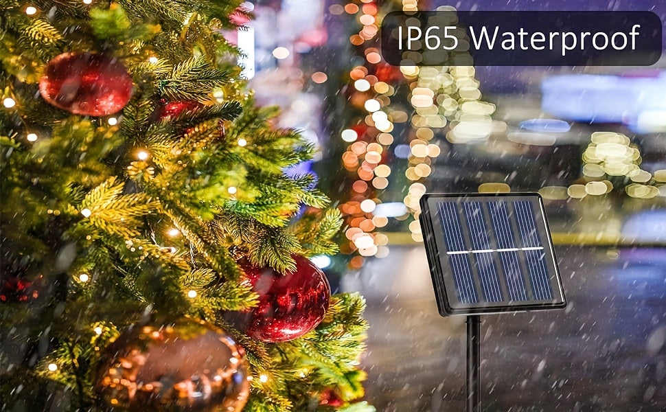 8 Pack Solar String Lights Outdoor IP65 Waterproof, Each 50LED 5M/16.4FT, 8 Modes Solar Lights for Outside Patio Yard Tree Wedding, Warm, White, Colorful