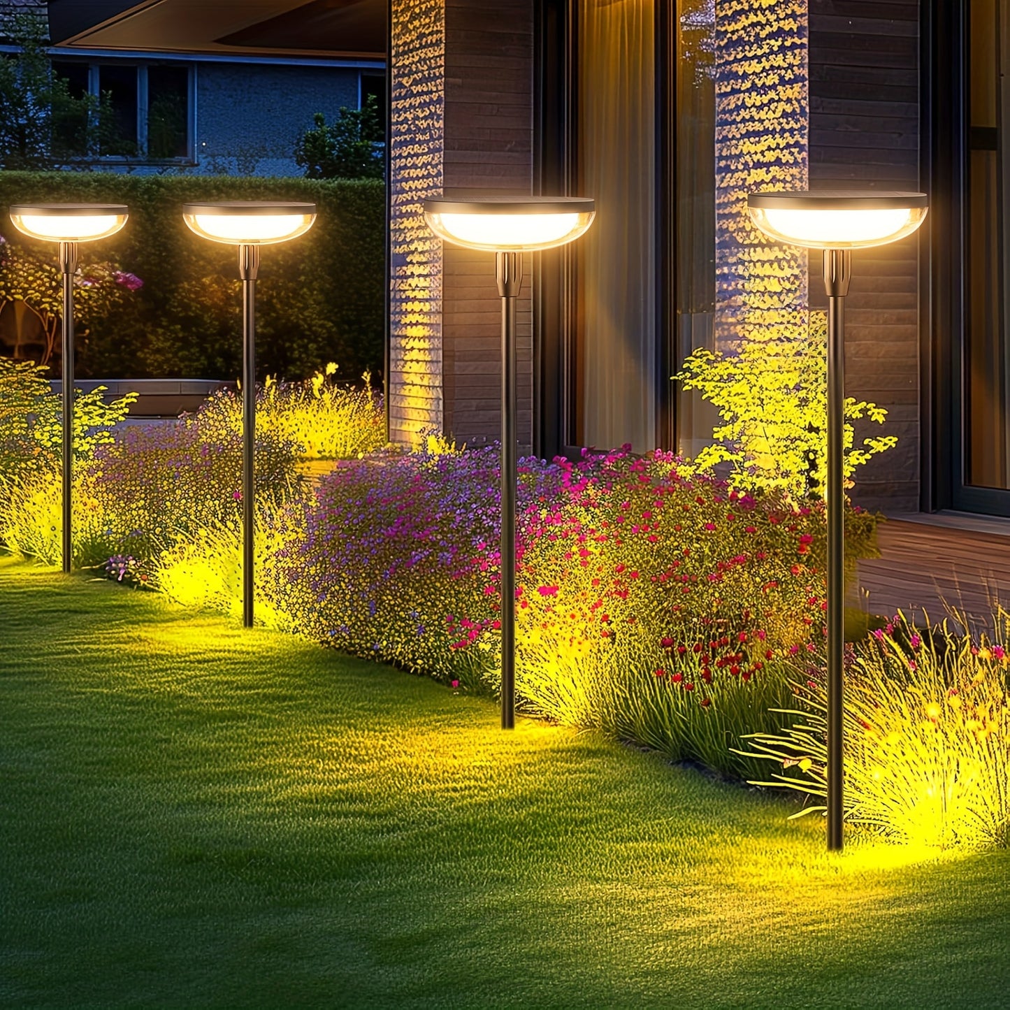 6 Pack 40LM Bright Solar Garden Lights - Tall 31" Waterproof Pathway Lights with Auto On/Off for Yard Outside Patio Path Lawn - Up to 14 Hours Long-Lasting Illumination and Easy Installation