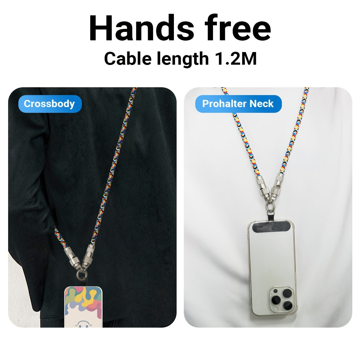 2-in-1 Universal Polyamide Phone Lanyard with PD 60W Fast Charging USB-C Cable, Crossbody Neck Strap Compatible with iPhone 15 Series, Huawei, Xiaomi, OPPO