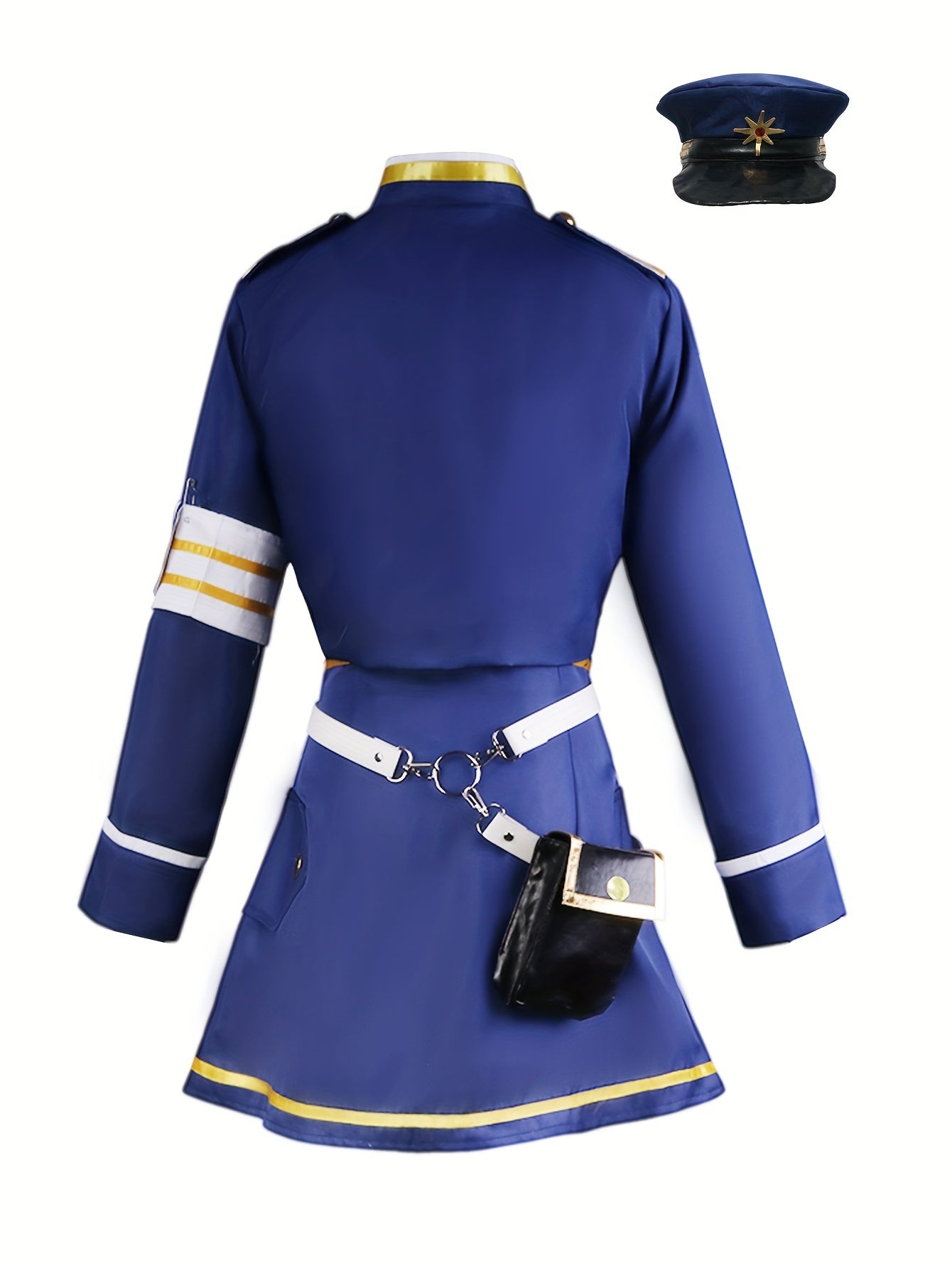 Vintage-Inspired 9-Piece Role-Play Costume Set, Uniform Dress With Hat, Halloween Party Outfit, Cosplay Ensemble.