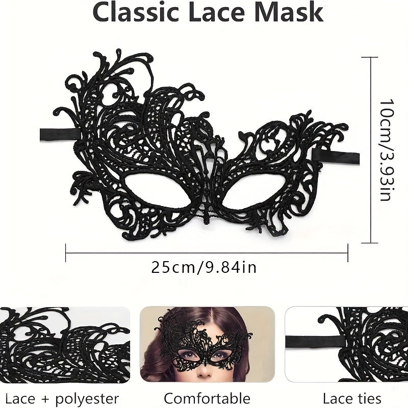 4-Pack Fabric Lace Eye Masks for Women - Elegant Masquerade Halloween Christmas Party Cosplay Accessories