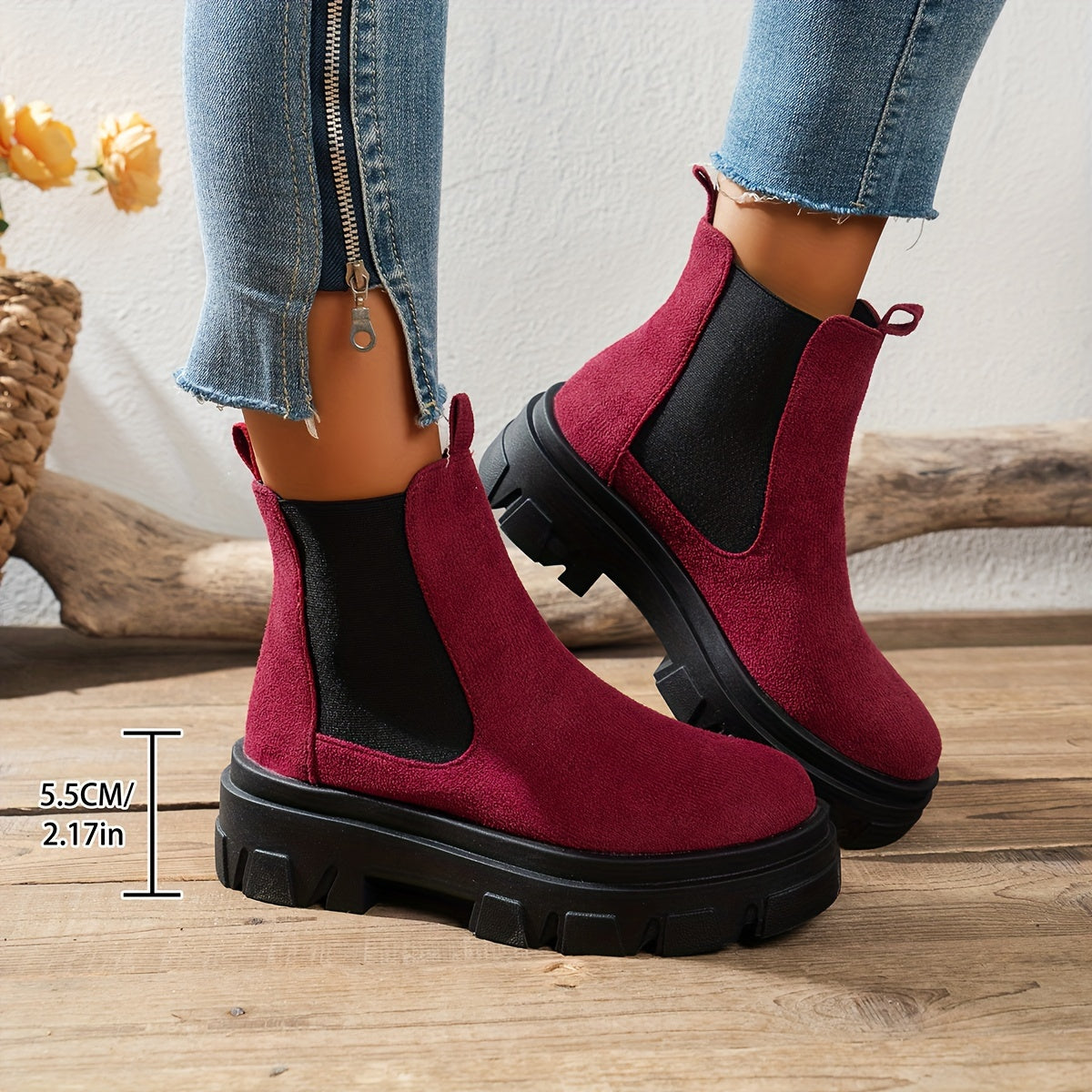 Women's Fashionable Casual Ankle Boots - Comfortable Fabric Lining, Non-Slip PVC Sole, Available in Black & Brown