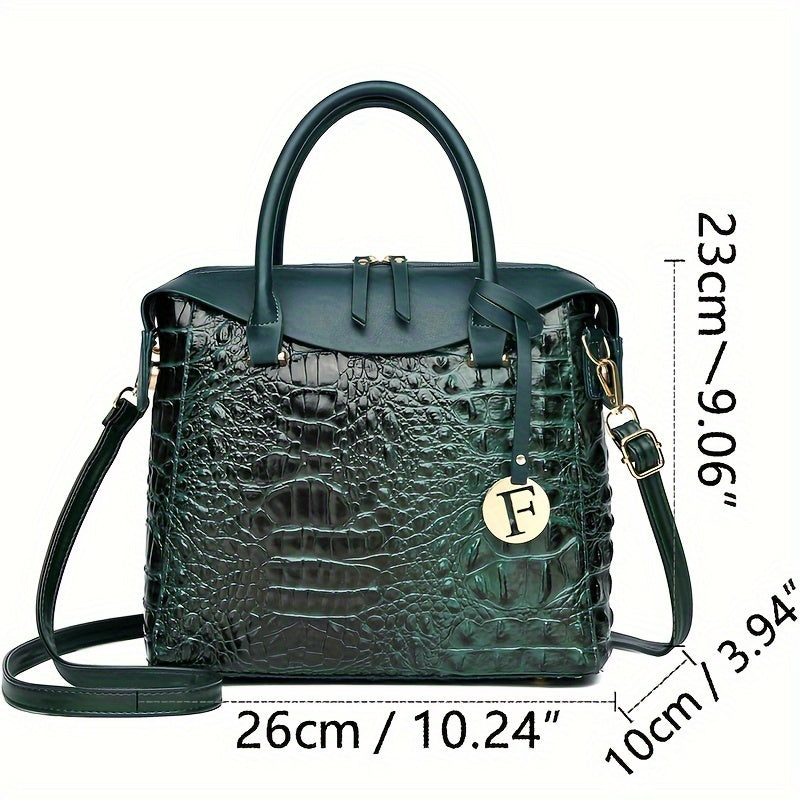 Crocodile Print Crossbody Bag, Luxury Shoulder Bag, Women's Fashion Handbag & Purse For Commute