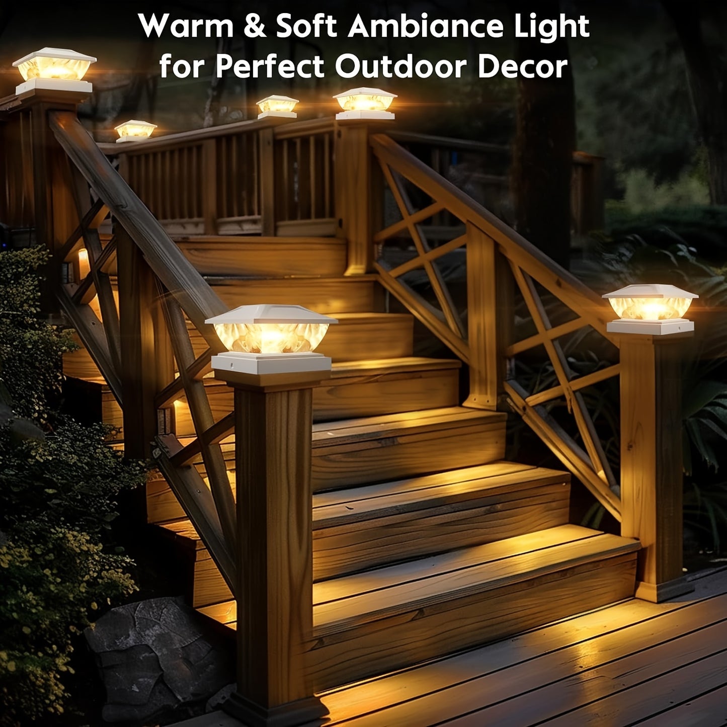 APZZLOXH Outdoor Solar Lamp-8 Pieces Installed-12 Pieces Installed 2 Models Solar Fence Lamp, Suitable For 4x44.5 X4.55x5 Wood Vinyl Column, Solar Deck Lamp Suitable For Front Porch Terrace Decoration, Warm White And Cool Whi