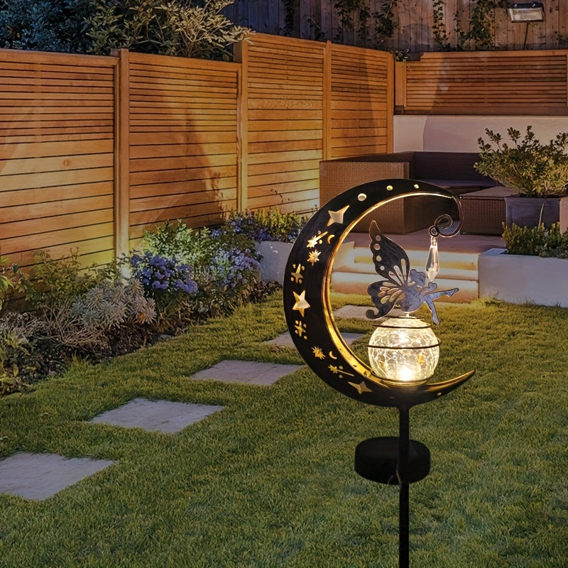 1pc Solar Moon Fairy Garden Lamp - Outdoor Waterproof, Solar Powered LED Pathway Lights For Walkway, Yard, Lawn, Patio or Courtyard Decoration