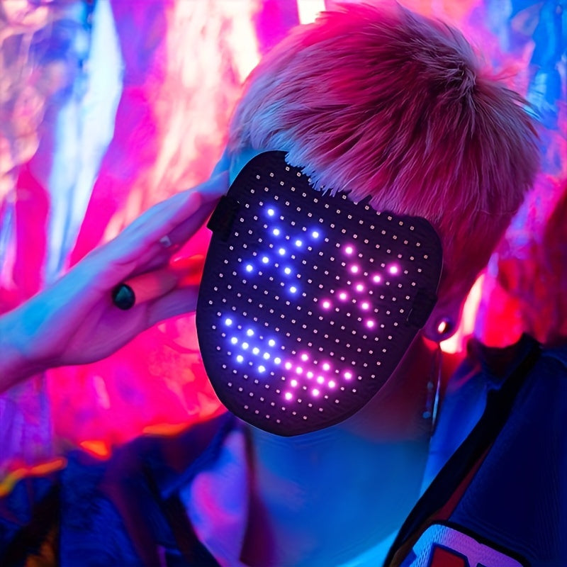 1pc Led Mask With Gesture Sensing Transforming, Light Up Luminous Digital Glow Mask For Halloween Rave Dj Party Masquerade