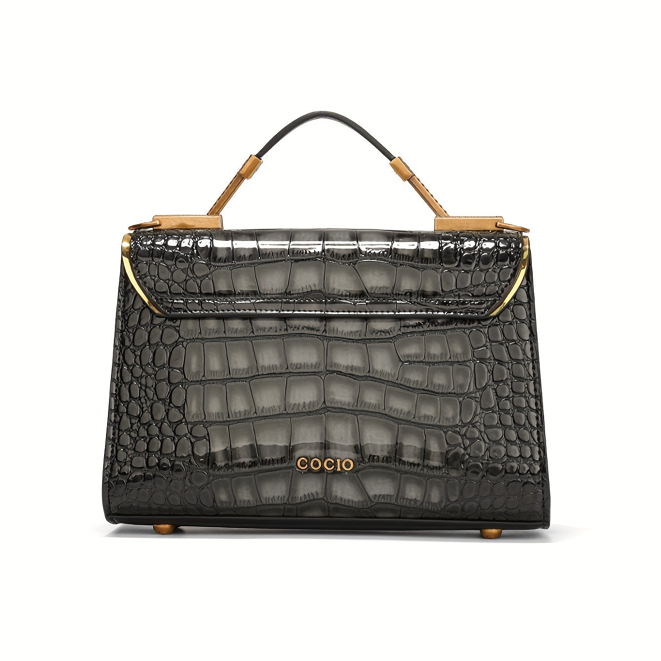 New Classic Luxury Style Satchel Bag, Trendy Women's Flap Handbag With Crocodile Pattern