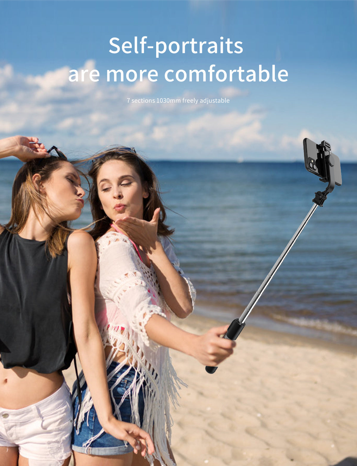 40" Extendable All-in-1 Smartphone Tripod Stand - 360° Rotation, Wireless Remote, Compact Design for iPhone 14/13/12/12 Pro/11/11 Pro/XS/XR/X/8/7 Plus, Samsung, Google, LG, Sony Smartphones