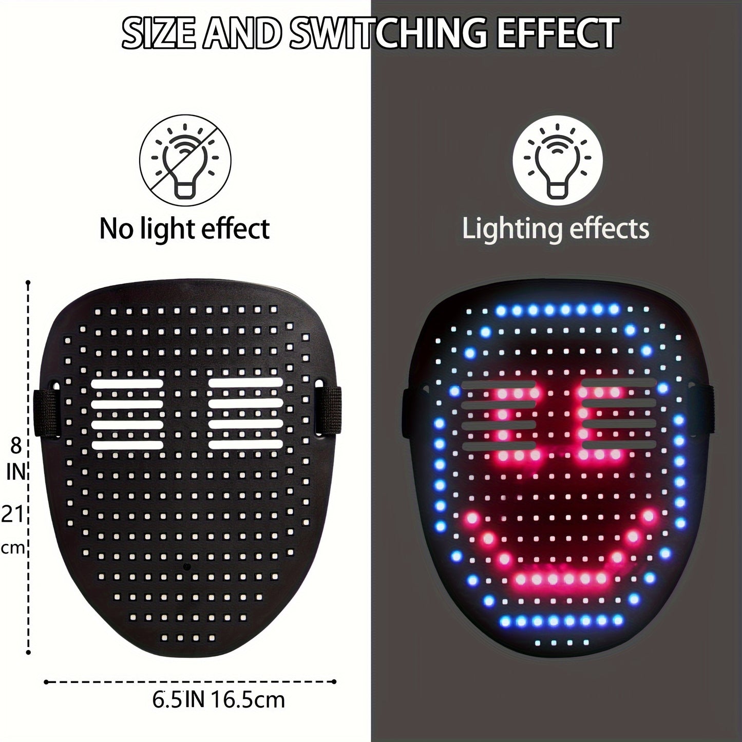 1pc Led Mask With Gesture Sensing Transforming, Light Up Luminous Digital Glow Mask For Halloween Rave Dj Party Masquerade