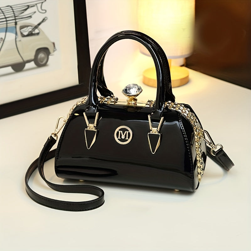 Elegant Rhinestone Decor Handbag, Classic Niche Design Shoulder Bag, Women's Trendy Top Handles Bag