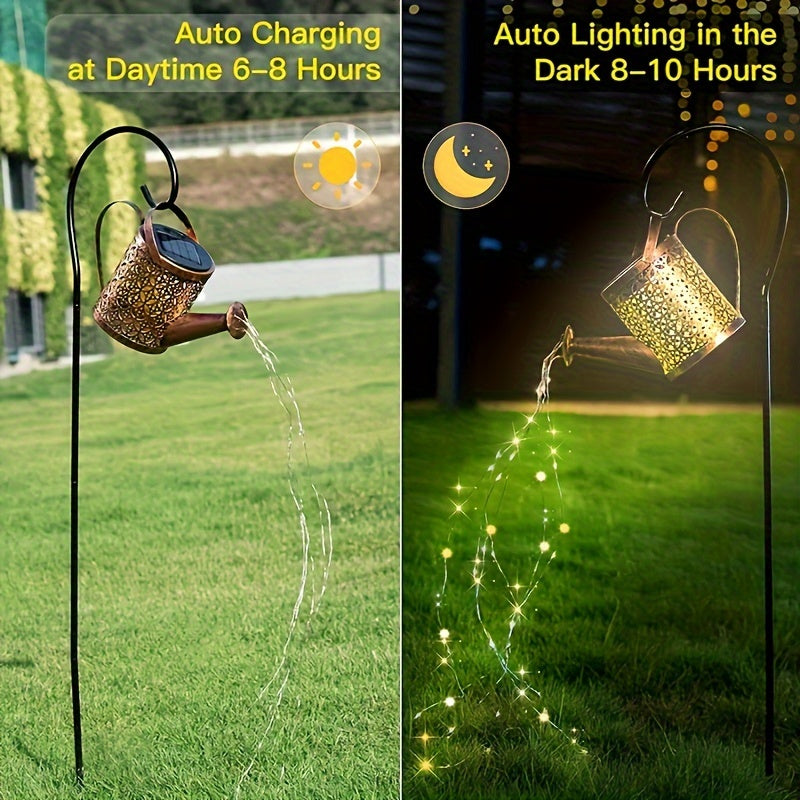 2 Pack Solar Lights Outdoor Decorative, Solar Lantern Outdoor Hanging Waterproof Hollowed-Out Design, Decorative Retro Metal Solar Light With Hook For Garden Table Patio Yard Pathway Walkway