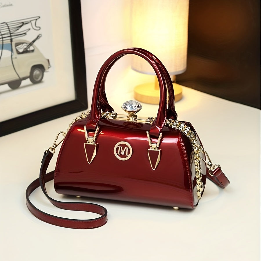 Elegant Rhinestone Decor Handbag, Classic Niche Design Shoulder Bag, Women's Trendy Top Handles Bag