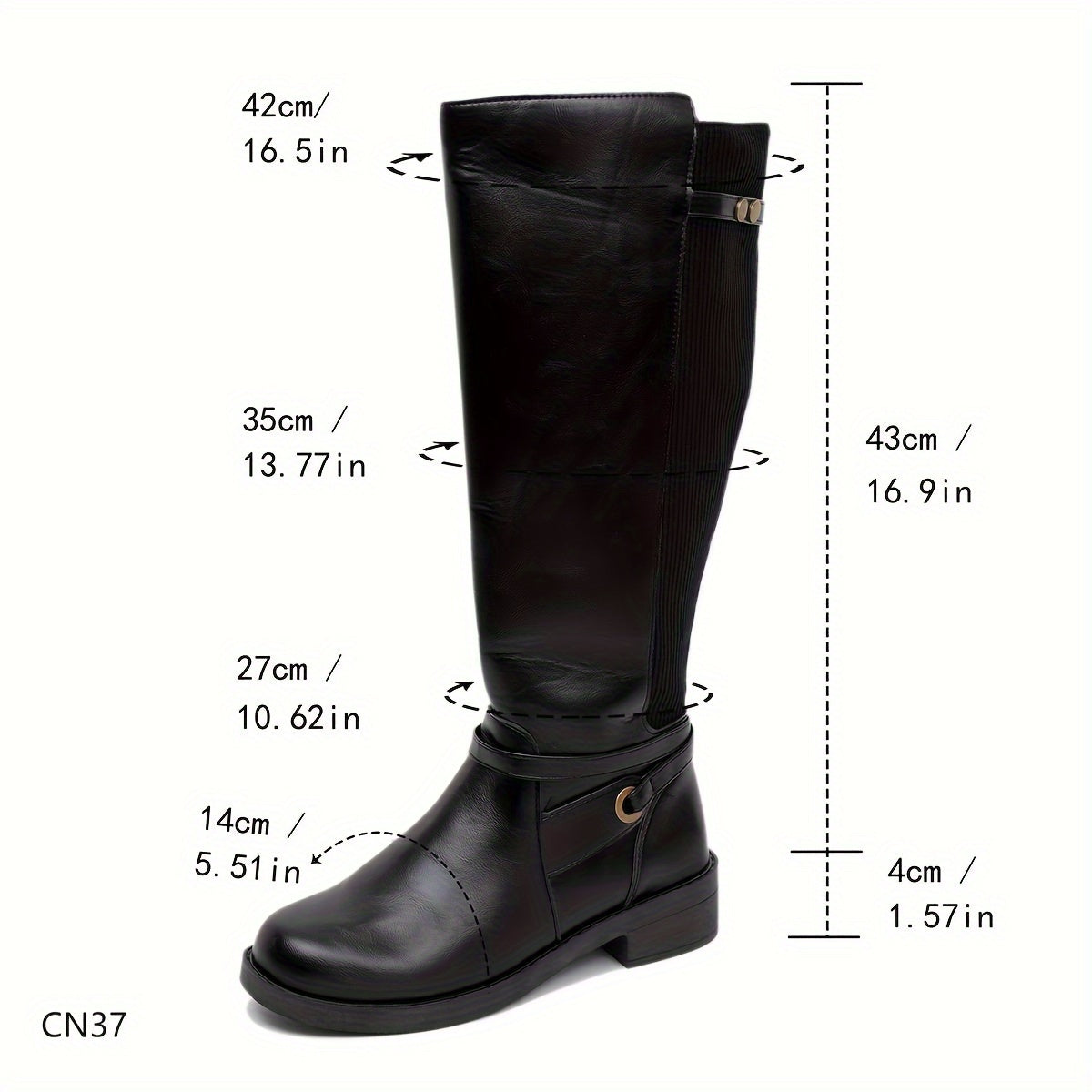 Stylish Solid Color Mid-Calf Boots - Comfortable Chunky Heel, Side Zipper Buckle, Pull-On Design, Trendy Knight Boots for Women - Perfect for Casual Wear