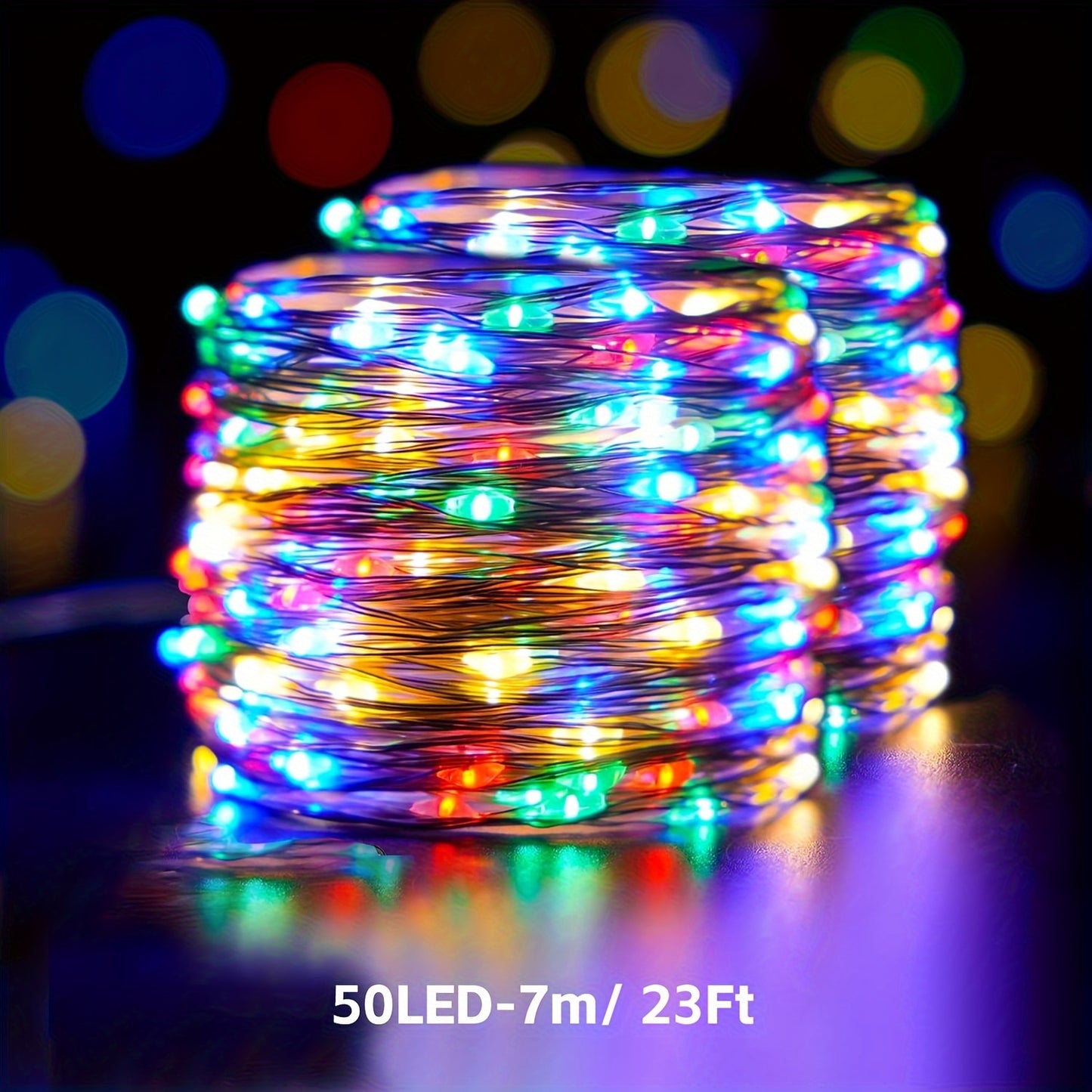 8 Pack Solar String Lights Outdoor IP65 Waterproof, Each 50LED 5M/16.4FT, 8 Modes Solar Lights for Outside Patio Yard Tree Wedding, Warm, White, Colorful