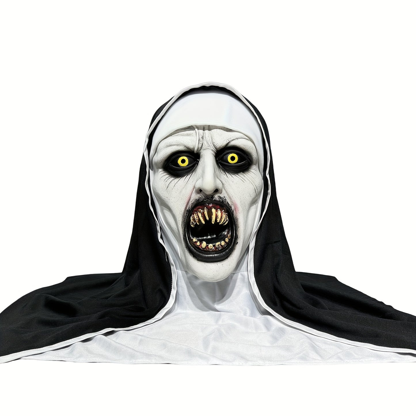 Spooky Full Head Mask: Terrifying Rubber Nun Costume for Adult Halloween Parties, Festive Christmas Gifts, or Thrilling Cosplay Accessories