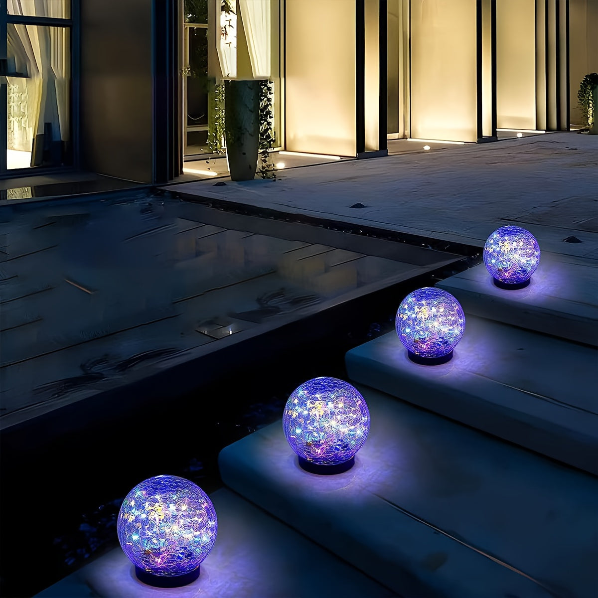 Solar Garden Lights Outdoor, Crackle Glass Globe Solar Lights with 600mAh Battery, Plastic Decorative LED Lighting for Patio, Lawn, Backyard, Waterproof Solar Powered Balls for Festivals & Holidays