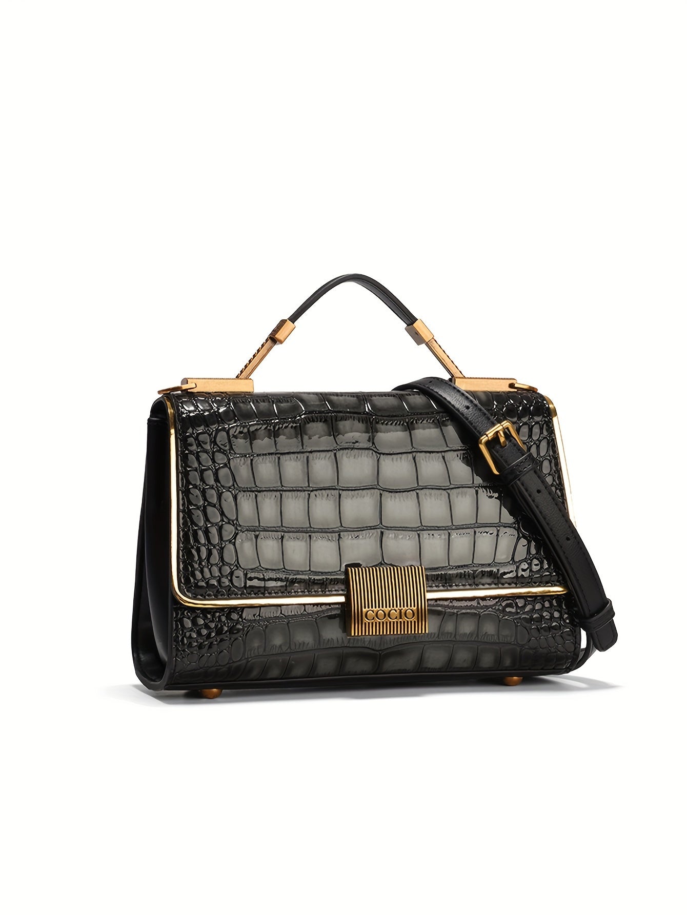 New Classic Luxury Style Satchel Bag, Trendy Women's Flap Handbag With Crocodile Pattern