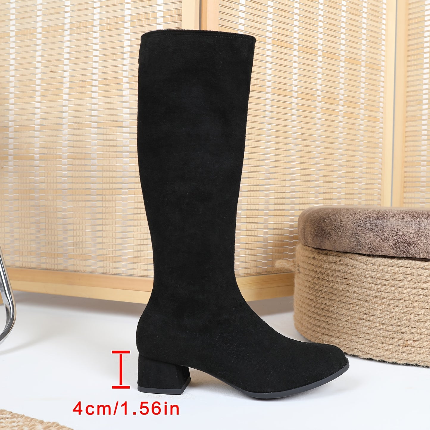 Women's Comfortable Mid-Calf Boots - Soft, Lightweight, Round Toe With Chunky Heel, Solid Color, Zip Closure - Versatile All-Season Fashion