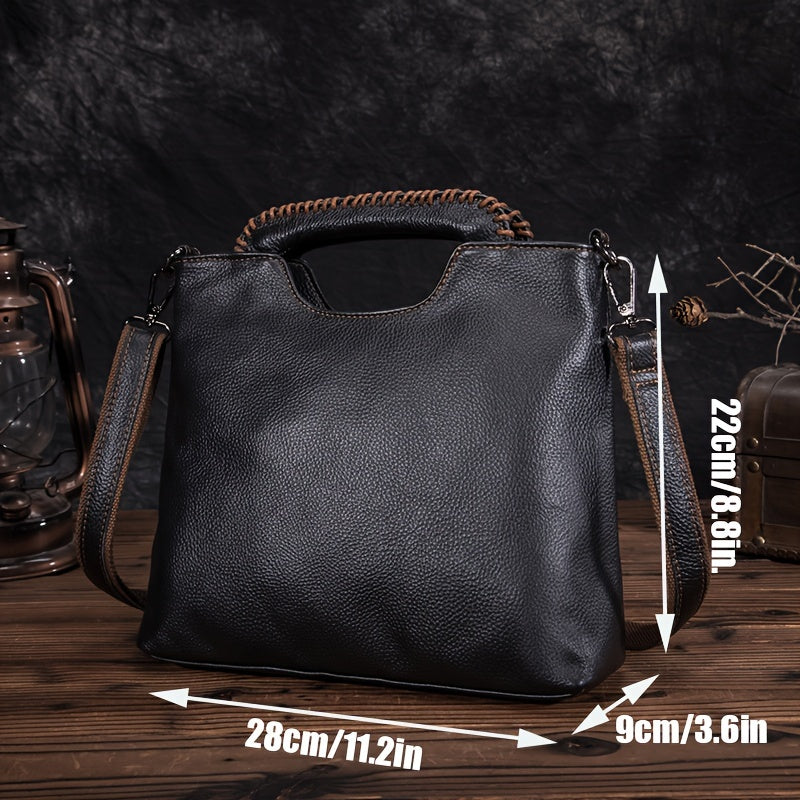 Women's Retro Style Shoulder Bag With Detachable Shoulder Strap, Large Capacity Handbag