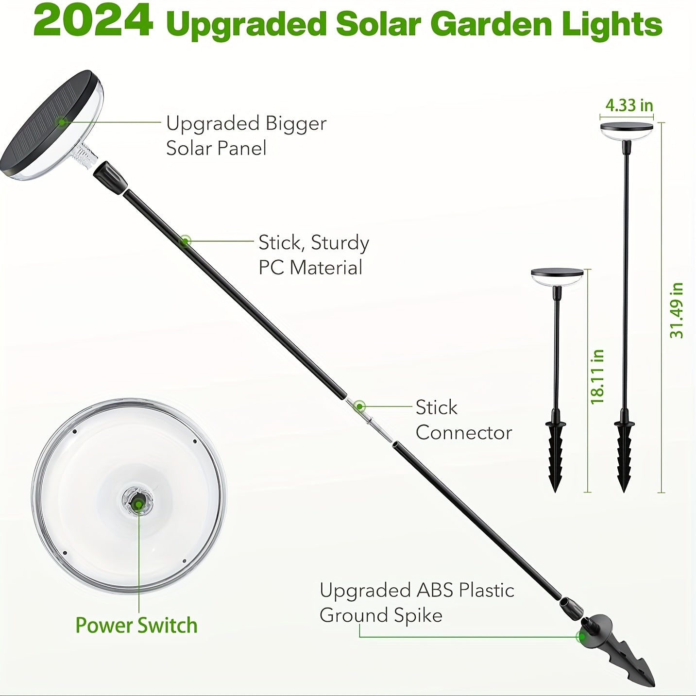 6 Pack 40LM Bright Solar Garden Lights - Tall 31" Waterproof Pathway Lights with Auto On/Off for Yard Outside Patio Path Lawn - Up to 14 Hours Long-Lasting Illumination and Easy Installation