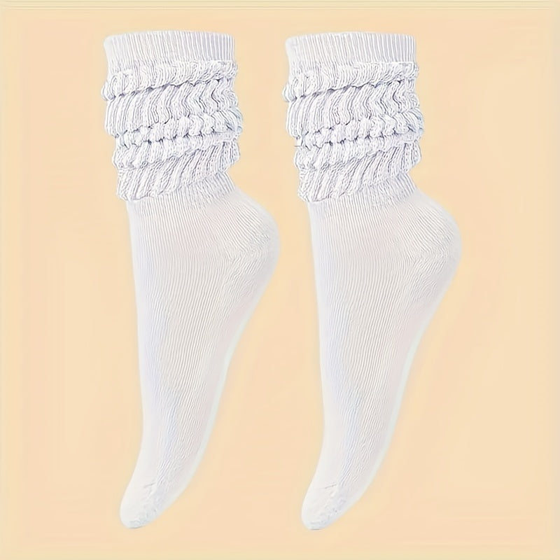 5 Pairs Solid Slouch Socks, Simple & Comfort Thermal Calf Socks, Women's Stockings & Hosiery