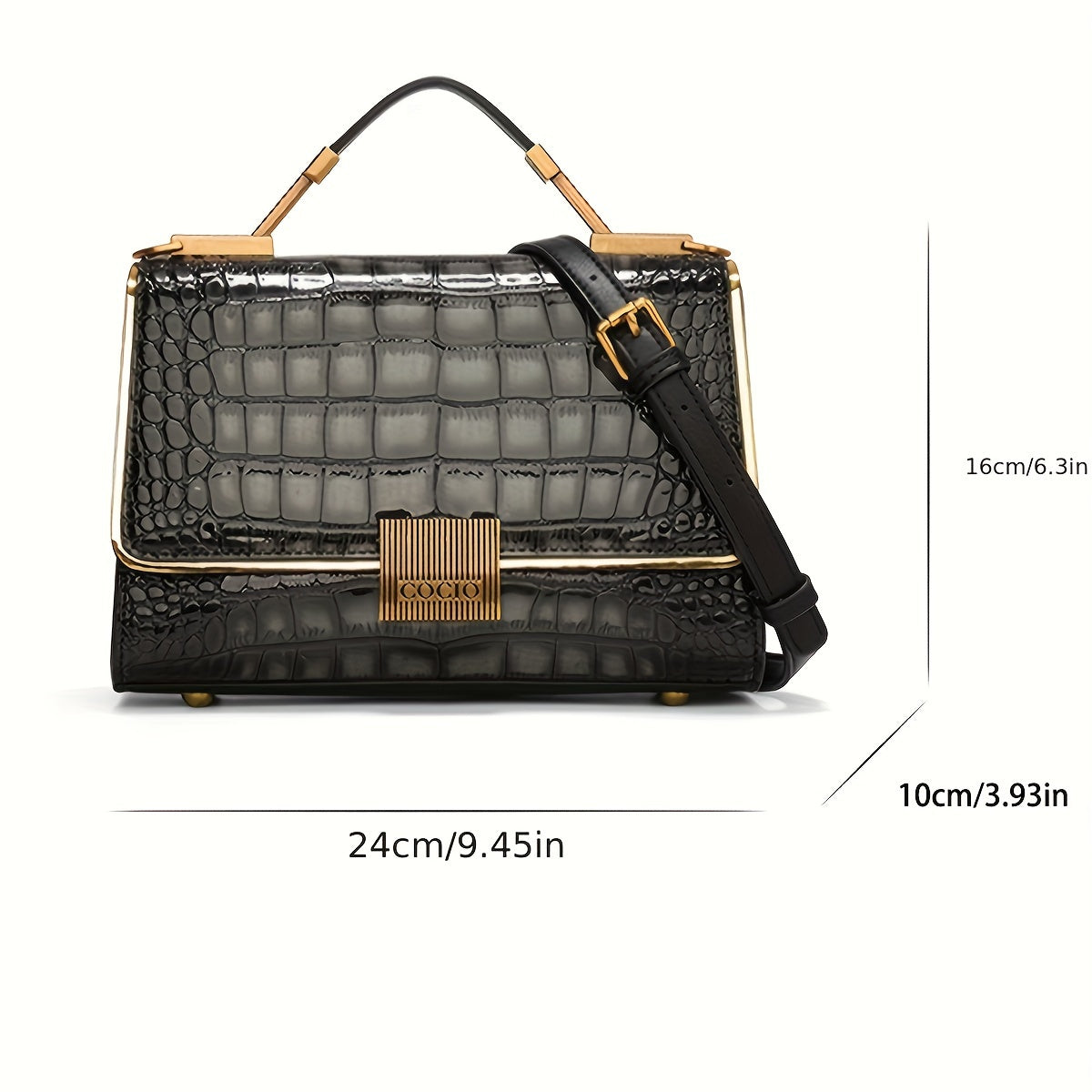 New Classic Luxury Style Satchel Bag, Trendy Women's Flap Handbag With Crocodile Pattern