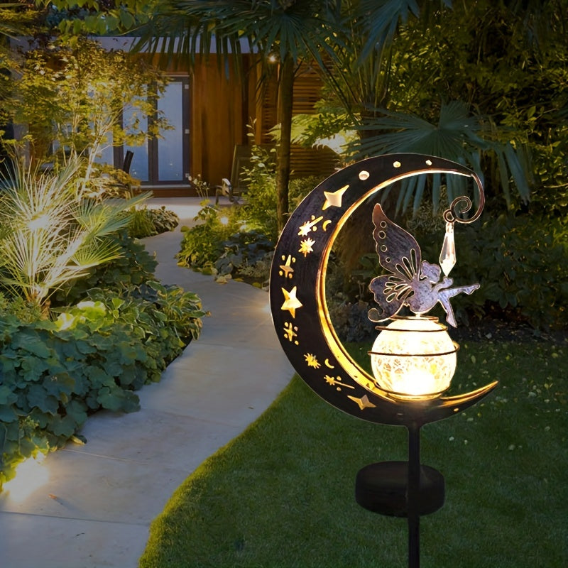 1pc Solar Moon Fairy Garden Lamp - Outdoor Waterproof, Solar Powered LED Pathway Lights For Walkway, Yard, Lawn, Patio or Courtyard Decoration