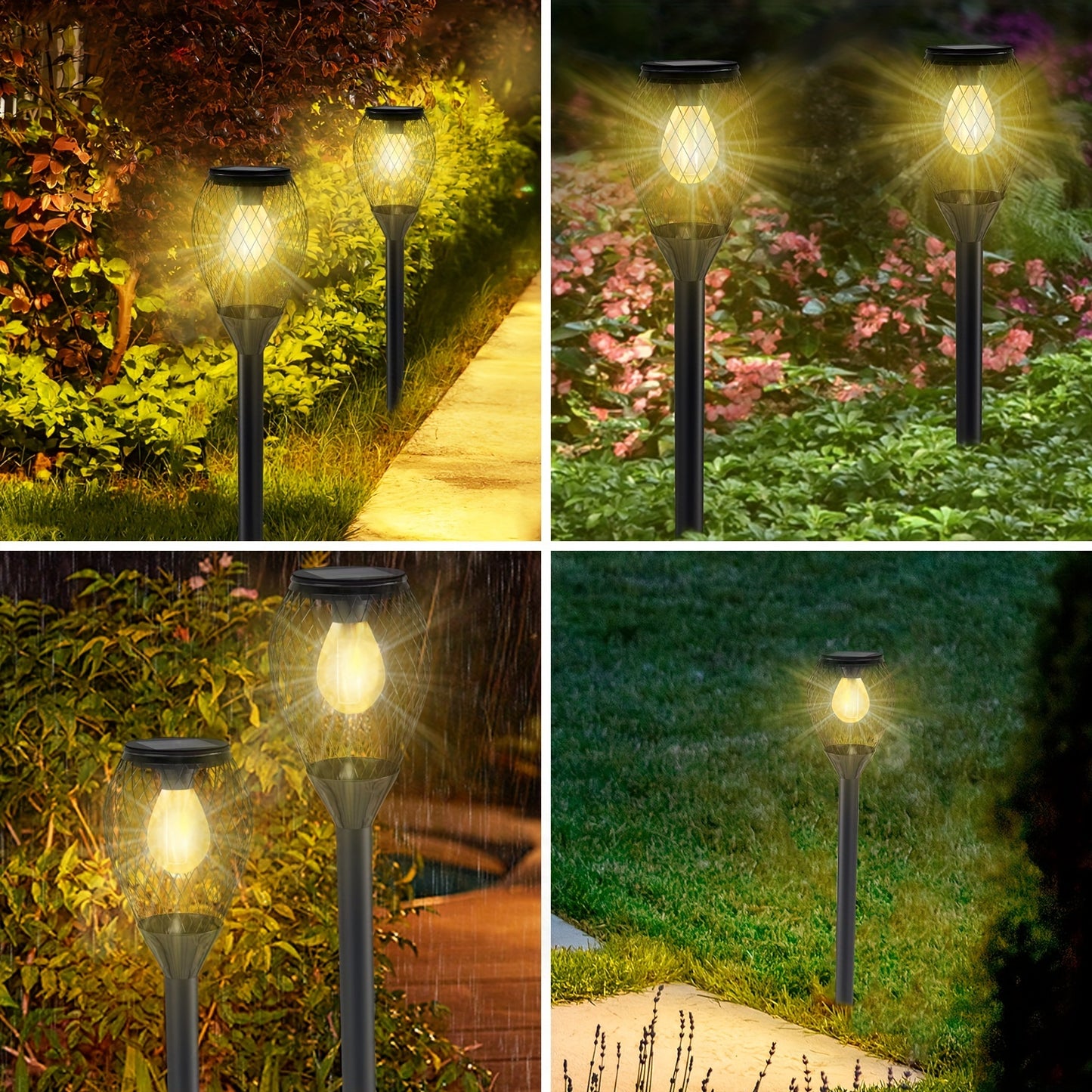 4 Pack Solar Lights Outdoor, Solar Garden Lights Outdoor, Auto On/Off LED Solar Lights Landscape Lighting Decorative For Garden, Lawn, Yard, Walkway, Driveway, Patio.