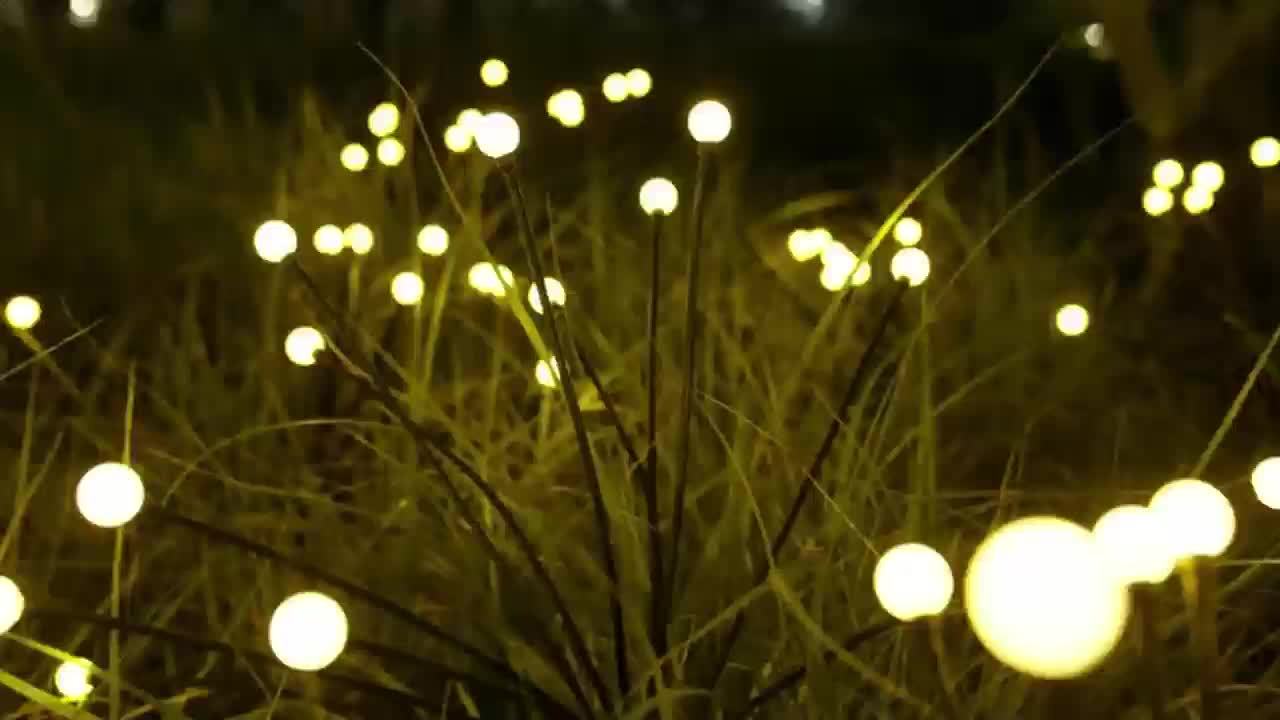 (8pcs 8 firefly solar lights) upgrade 64 LED solar firefly lights, solar garden lights outdoor decoration: flexible solar swaying lights for yard path landscape decoration, warm white 2 lighting modes, outdoor decorative ligh