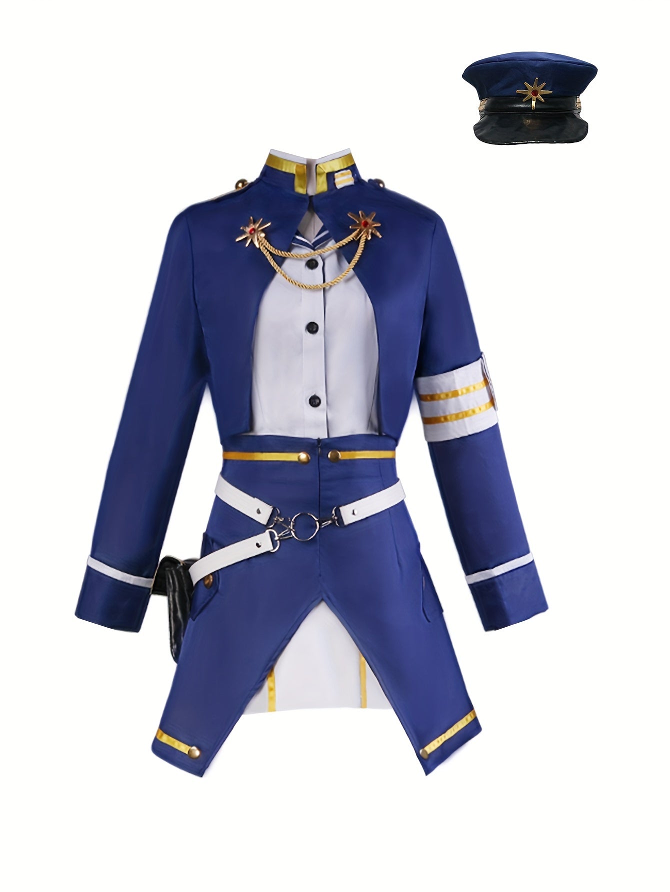 Vintage-Inspired 9-Piece Role-Play Costume Set, Uniform Dress With Hat, Halloween Party Outfit, Cosplay Ensemble.