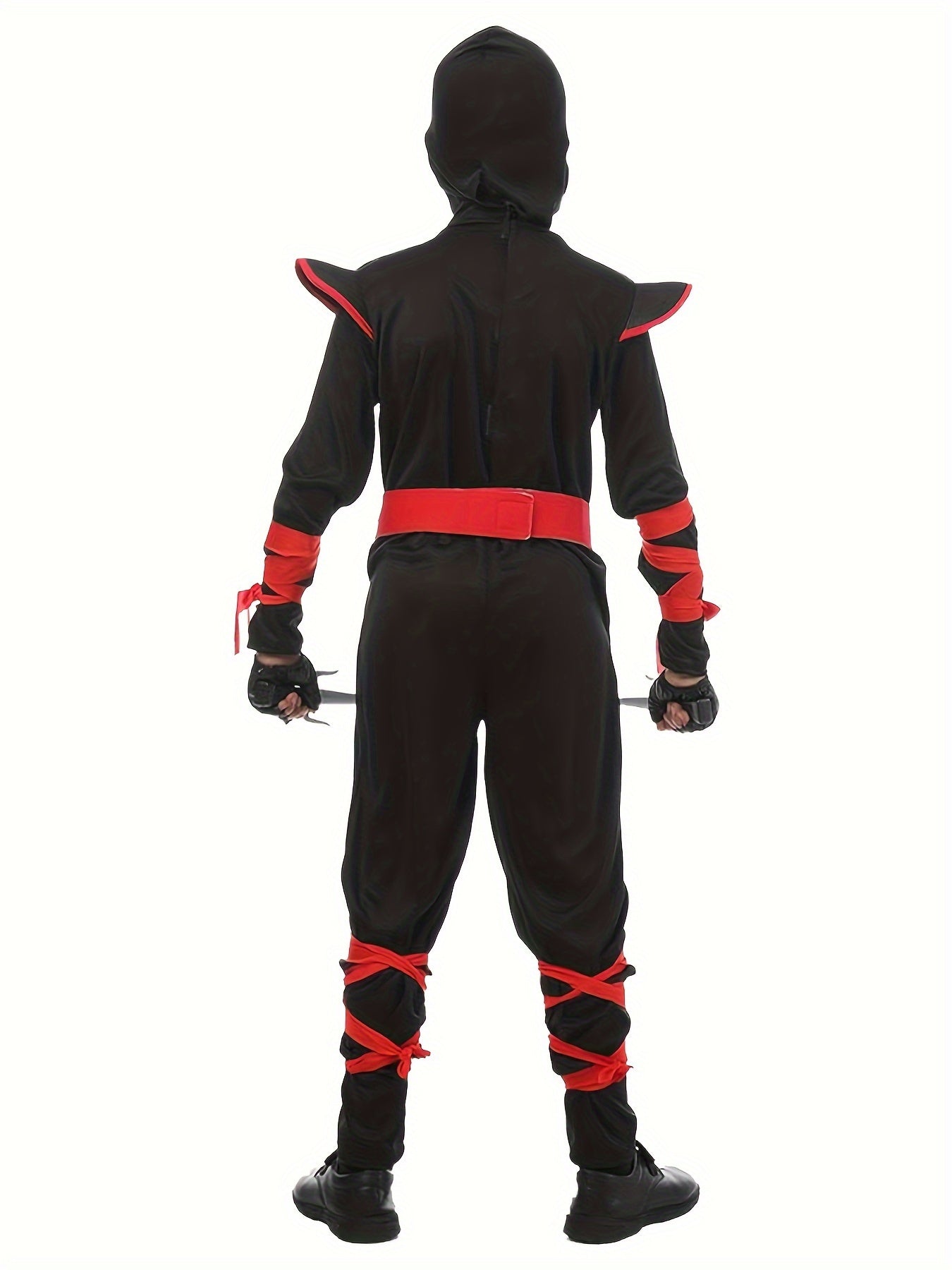 Deluxe Children's Ninja Outfit Set, Muscle Ninja Apparel for Halloween Boys Role-play, Polyester Spandex Blend, Crew Neck, Zippered, Suitable for Over 3 Years Old