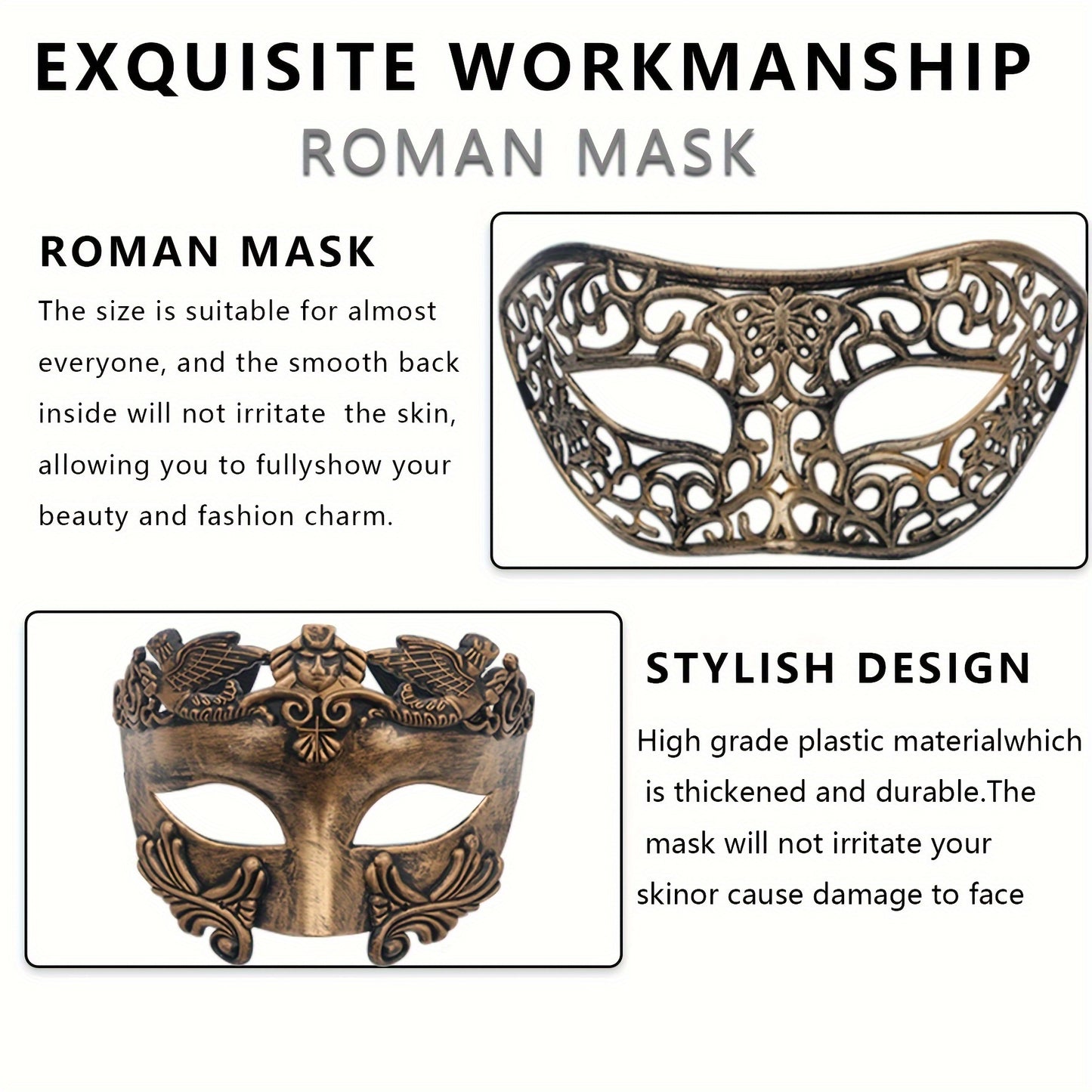 2pcs Vintage Greek & Roman Masquerade Masks For Couples - Perfect For Venetian Carnival, Parties, Bars & Nightclubs