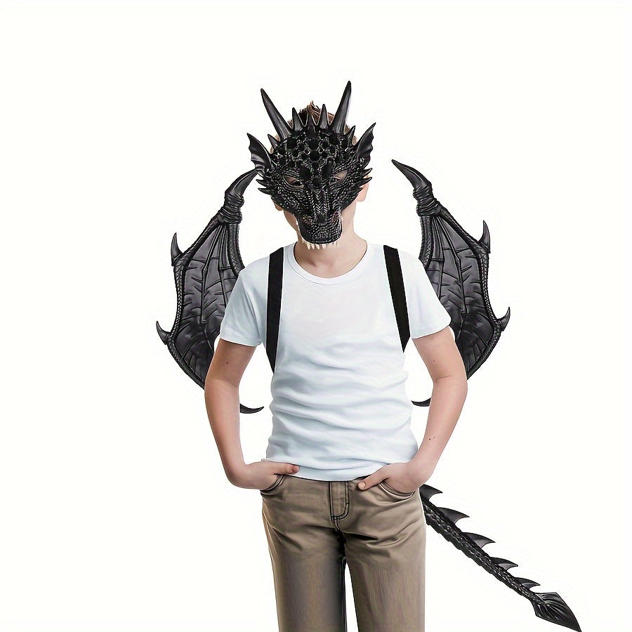 Dragon Costume Set for Bar and Bat Mitzvah, General Fit, Halloween and Universal Holidays, Superhero Theme Party Games and Activities, Plastic Prop Accessories Without Electricity or Feathers