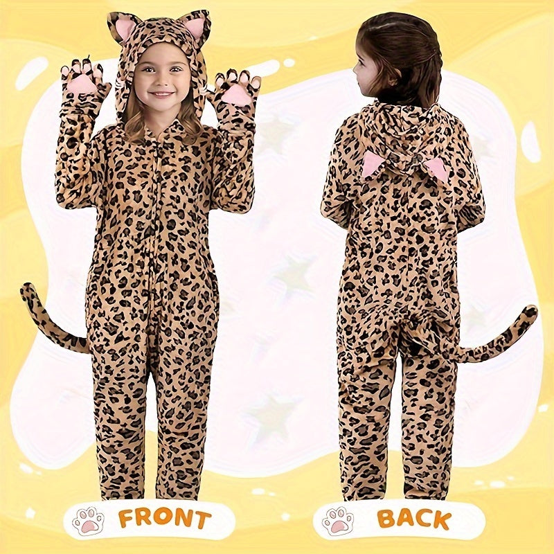 GINMIC Cat Costume For Girls, Leopard Costume, Onesie Brown Leopard Costume For Kids, Halloween Costumes Halloween.