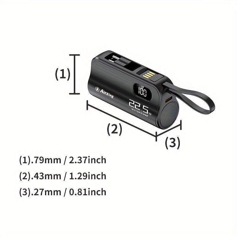 Aikeing Capsule Mini Mobile Power Portable Fast Charging 5800mAh Wireless Phone Holder Charger With Type-C And Applicable Iphone Dual Interface, Compatible With All Mobile Phones, Can Be Used For Air Travel