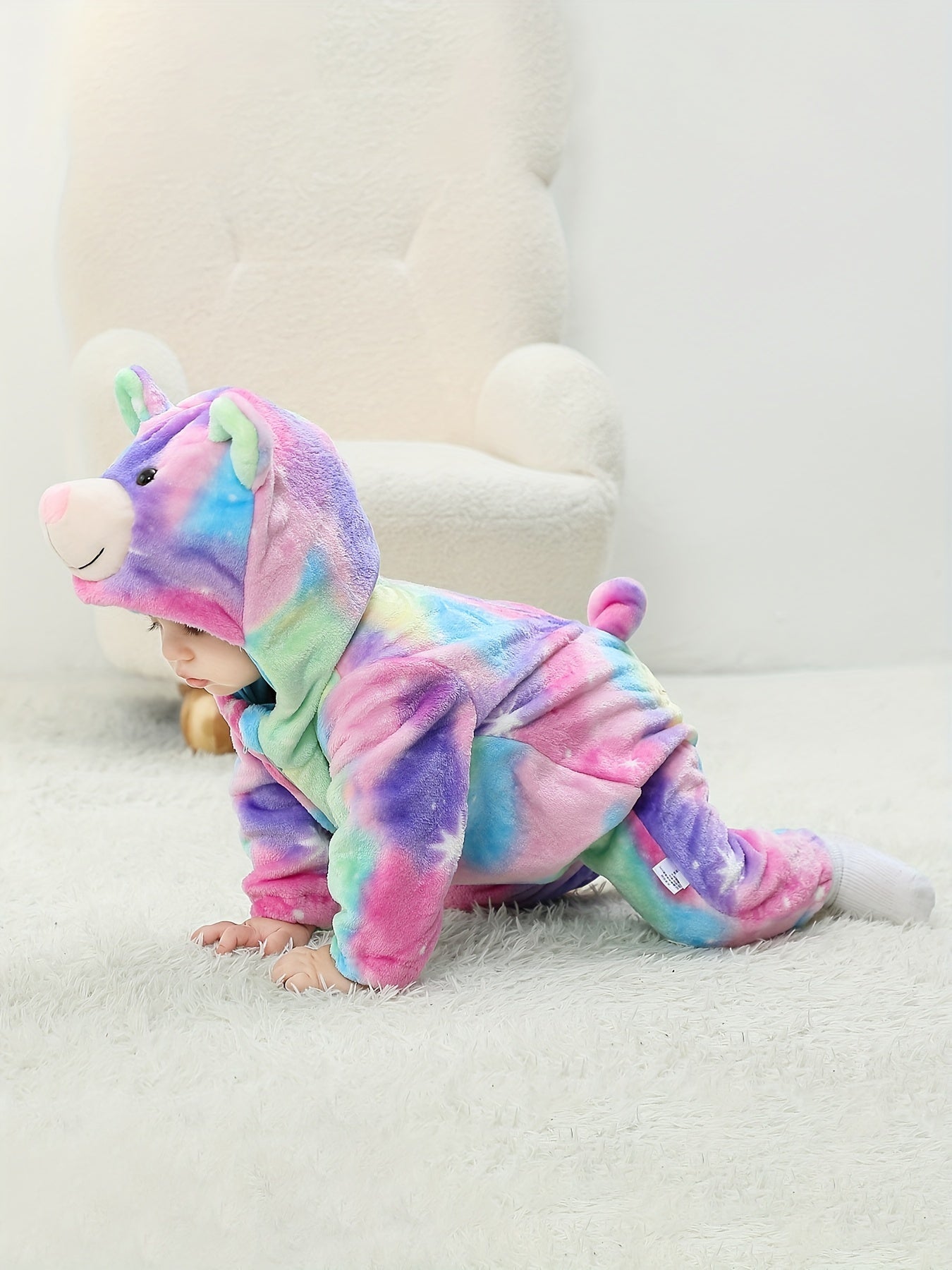 Little Monster Single Layer Cute Hooded Bodysuit, Toddler Baby's Zip Up Party Cosplay Jumpsuit