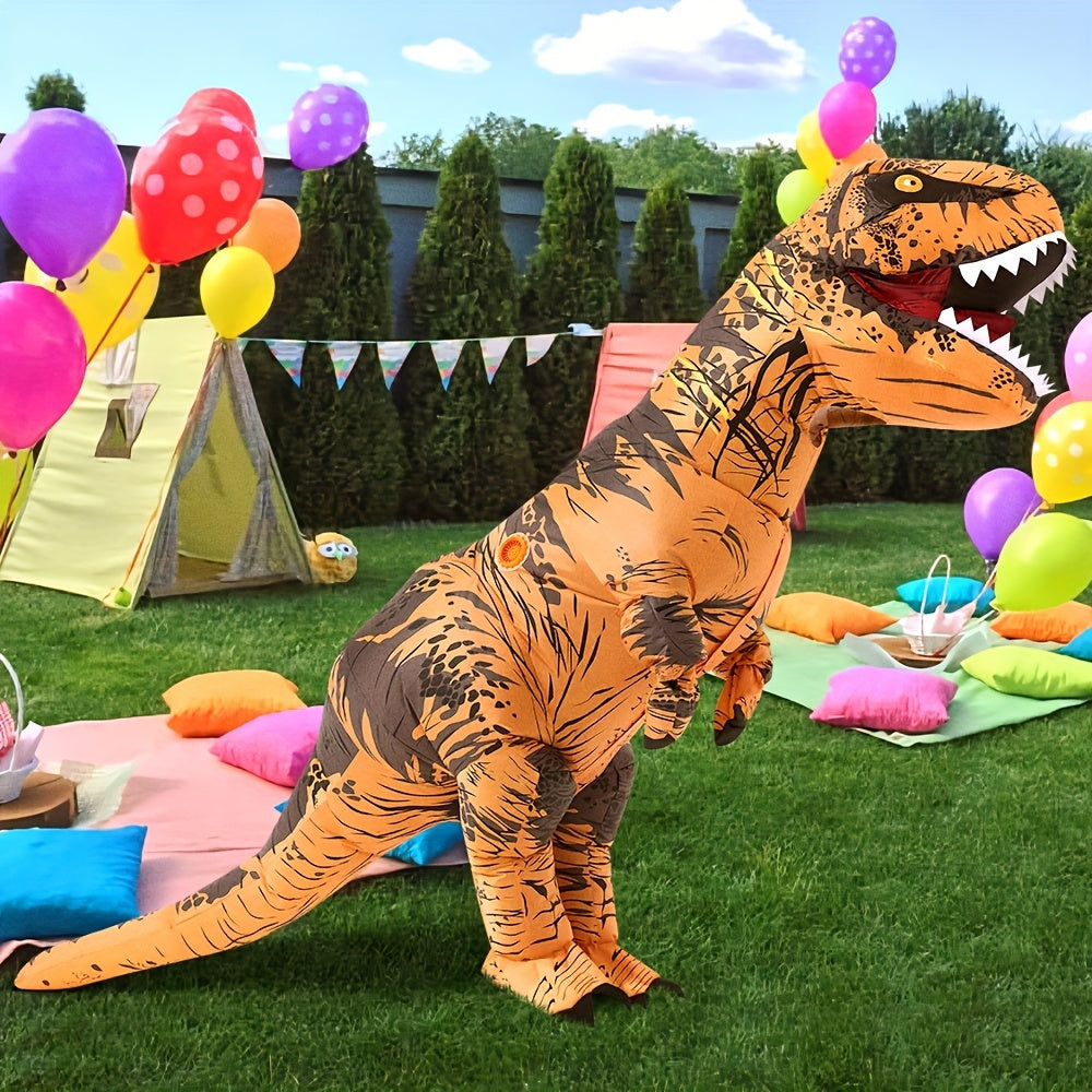 2pcs Inflatable Dinosaur Costume Adult Fancy Dinosaur Suit Blow Up Trex Full Body Dino Costume For Halloween Cosplay Party